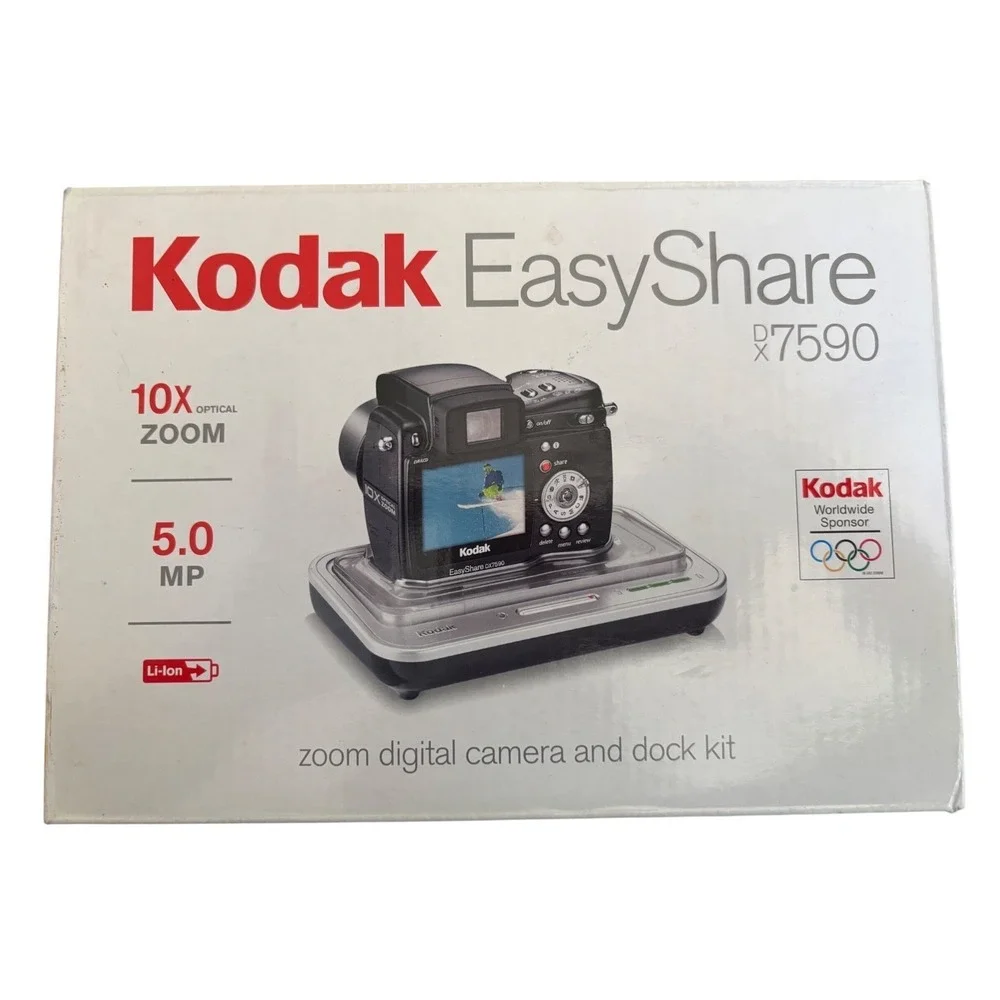 Kodak EasyShare DX7590 5MP Digital Camera 10x Zoom Dock Kit CIB‎ Y2K Vintage